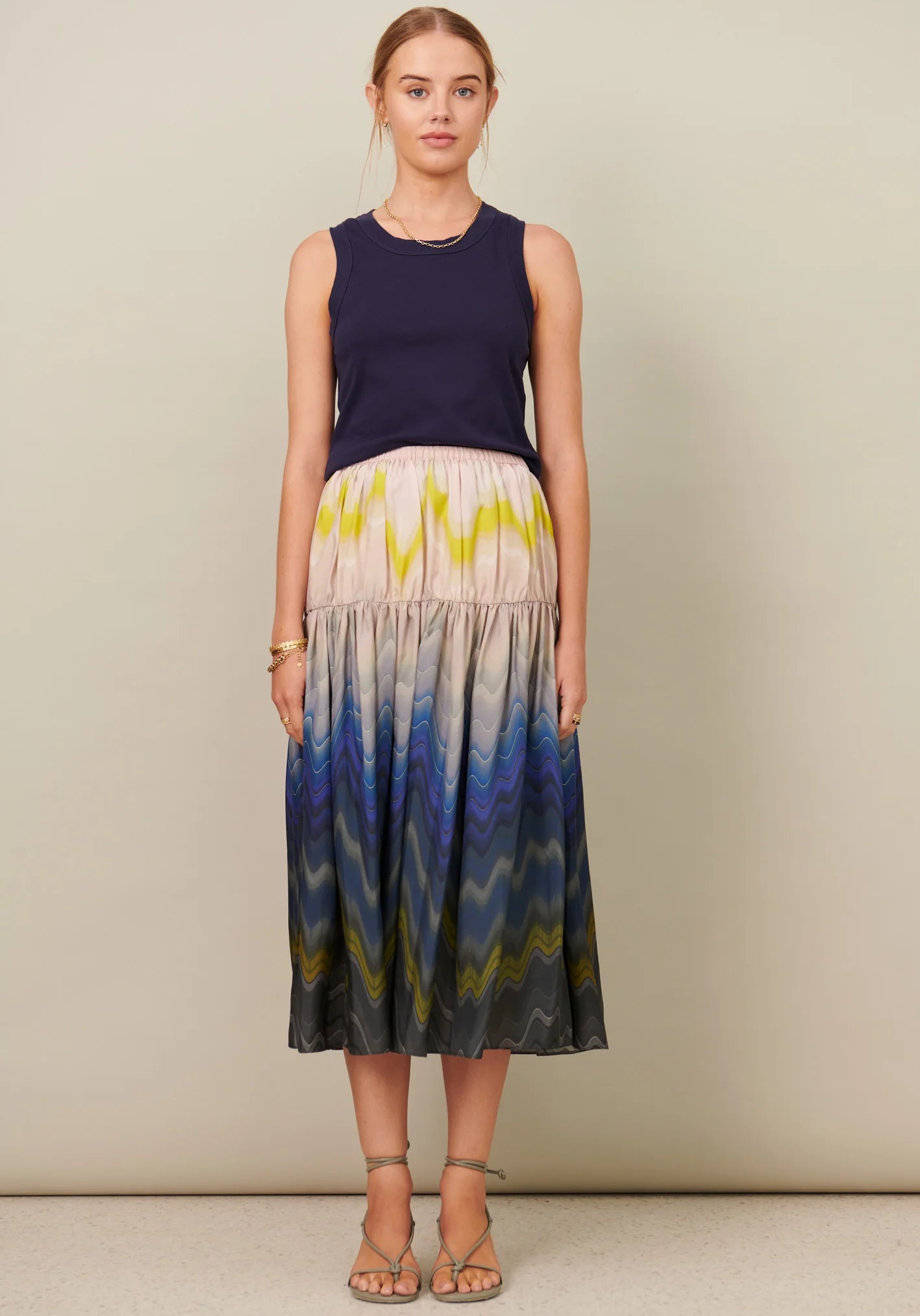 POL Clothing - Cecilia Silk Skirt -  Cecilia Print