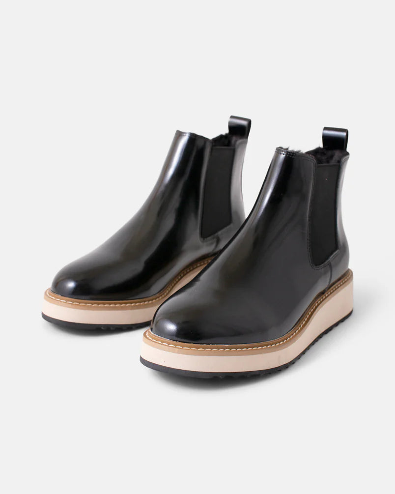 Walnut - Jade Leather Boot - Black Shine