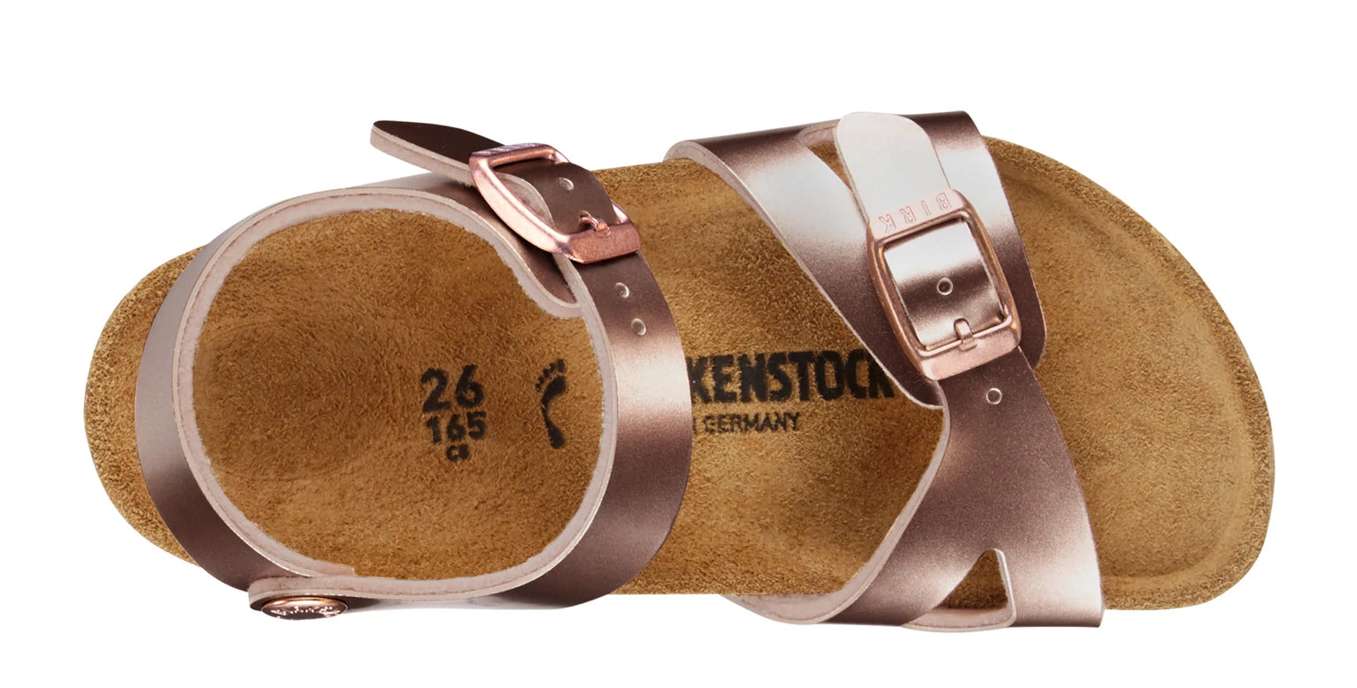 Birkenstock- Rio Kids Metallic Copper - Birko Flor (Narrow) 520 â Kitty & Co Yarrawonga