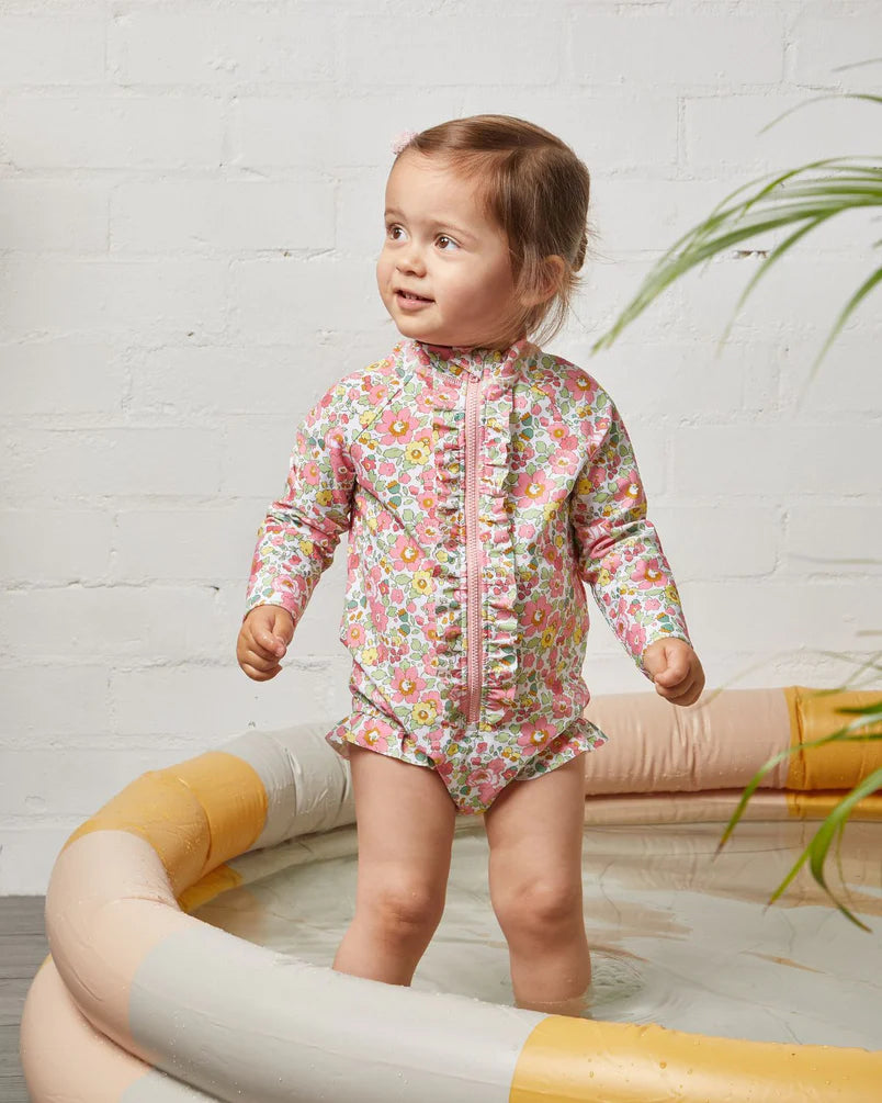 Walnut - Liberty Colette Long Sleeve Swimsuit - Betsy Pink